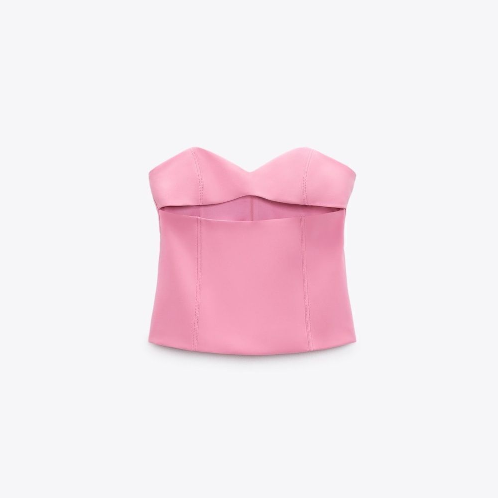 ZARA WOMAN SS23 PINK STRAPLESS CUT OUT TOP, SIZE LARGE, NEVER WORN, NO TAG‎ - Picture 7 of 8